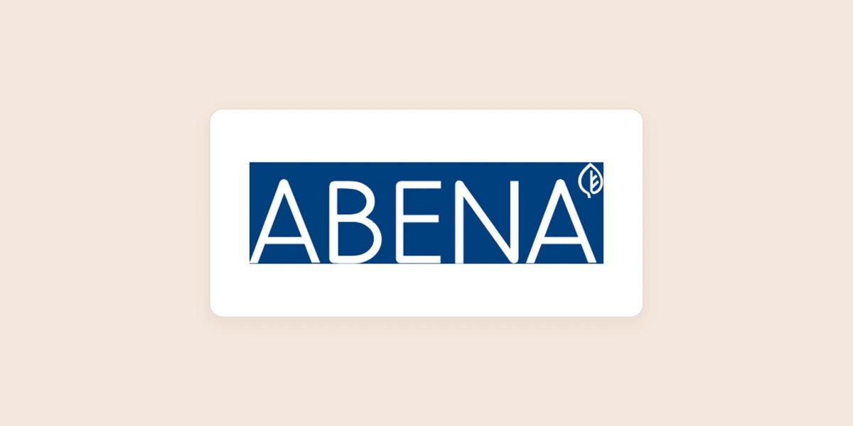 Abena logo centered on a light warm background