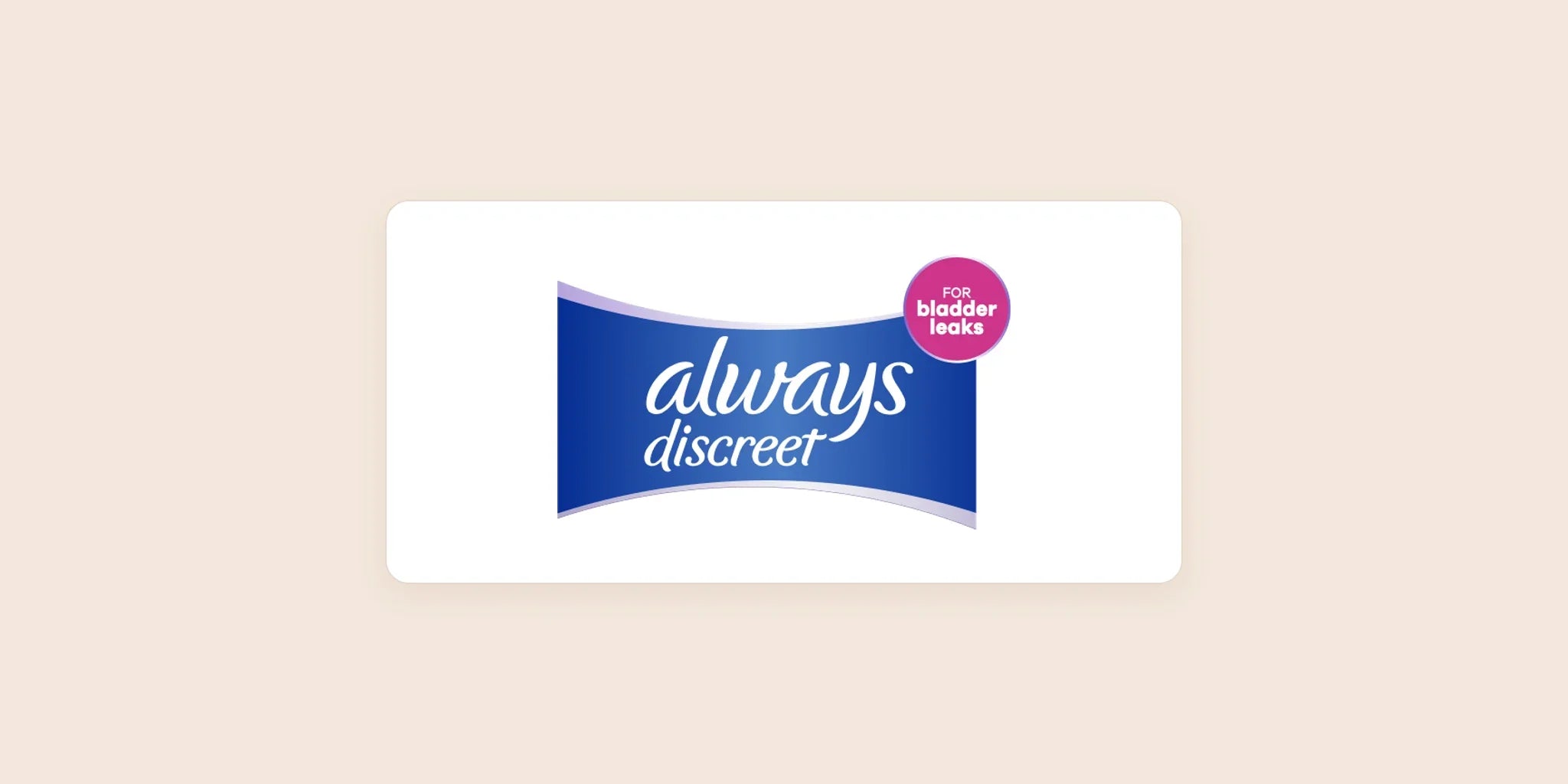 Always Discreet logo centered on a light warm background