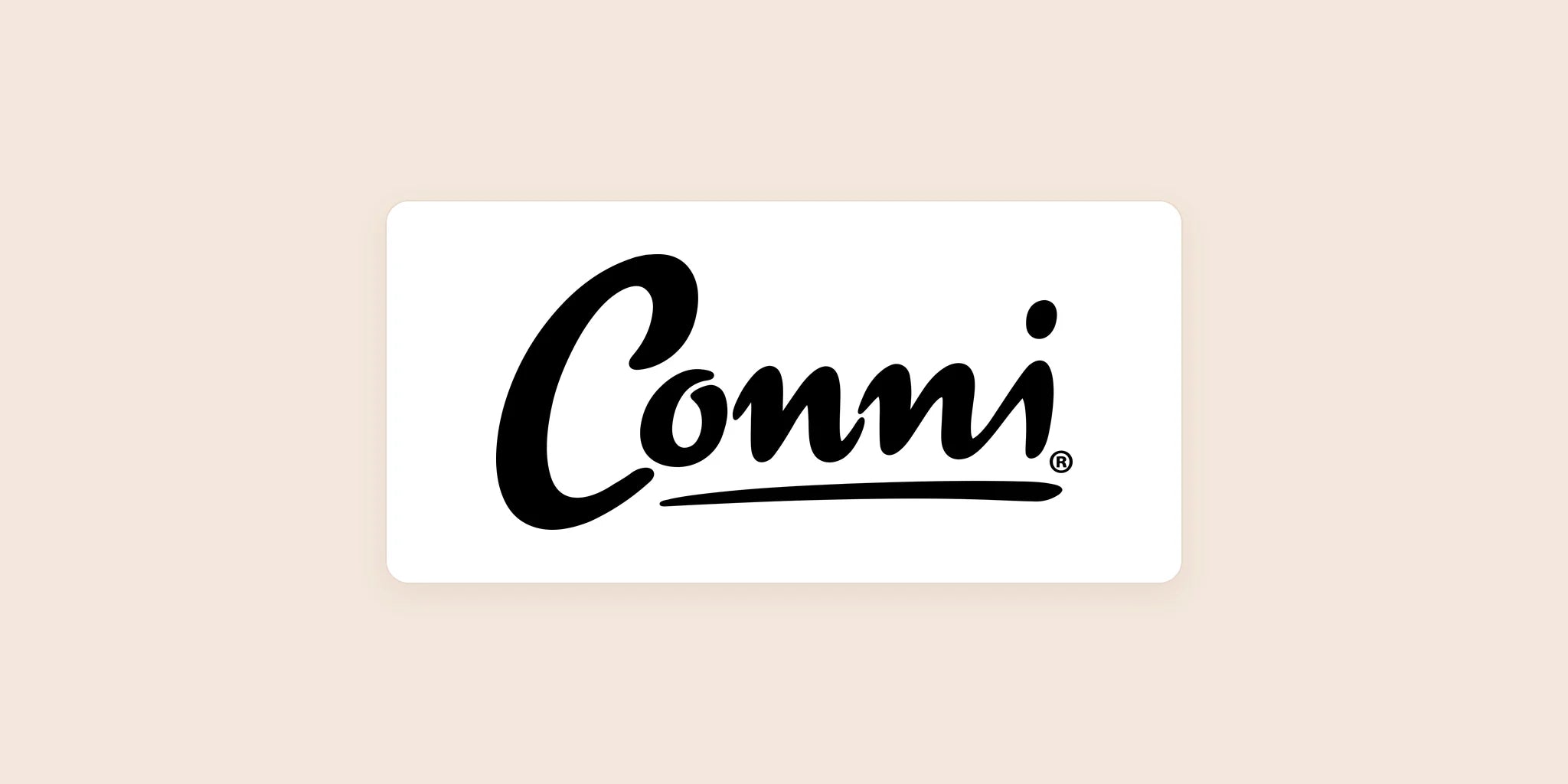 Conni logo centered on a light warm background