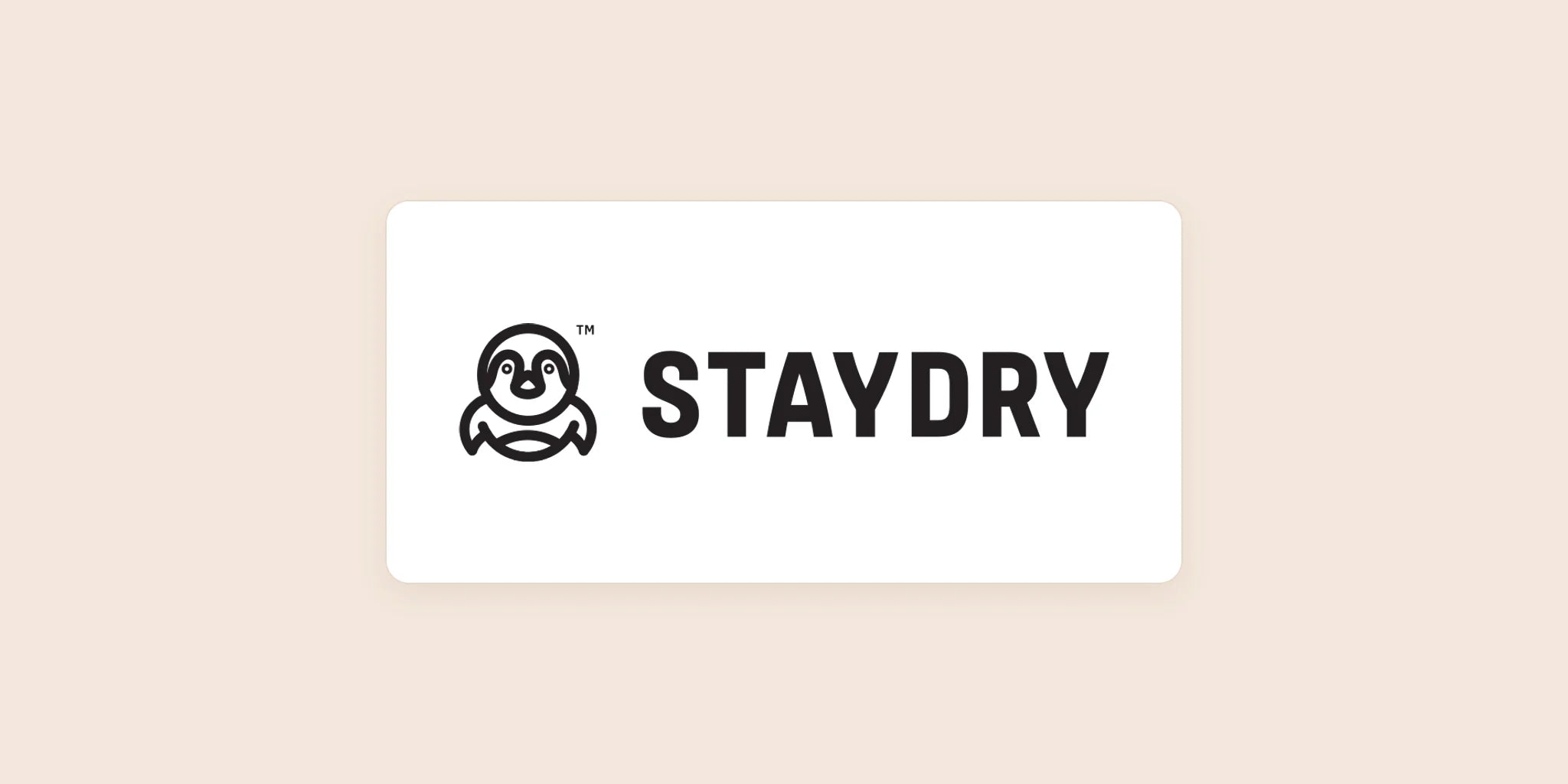 Staydry logo centered on a light warm background