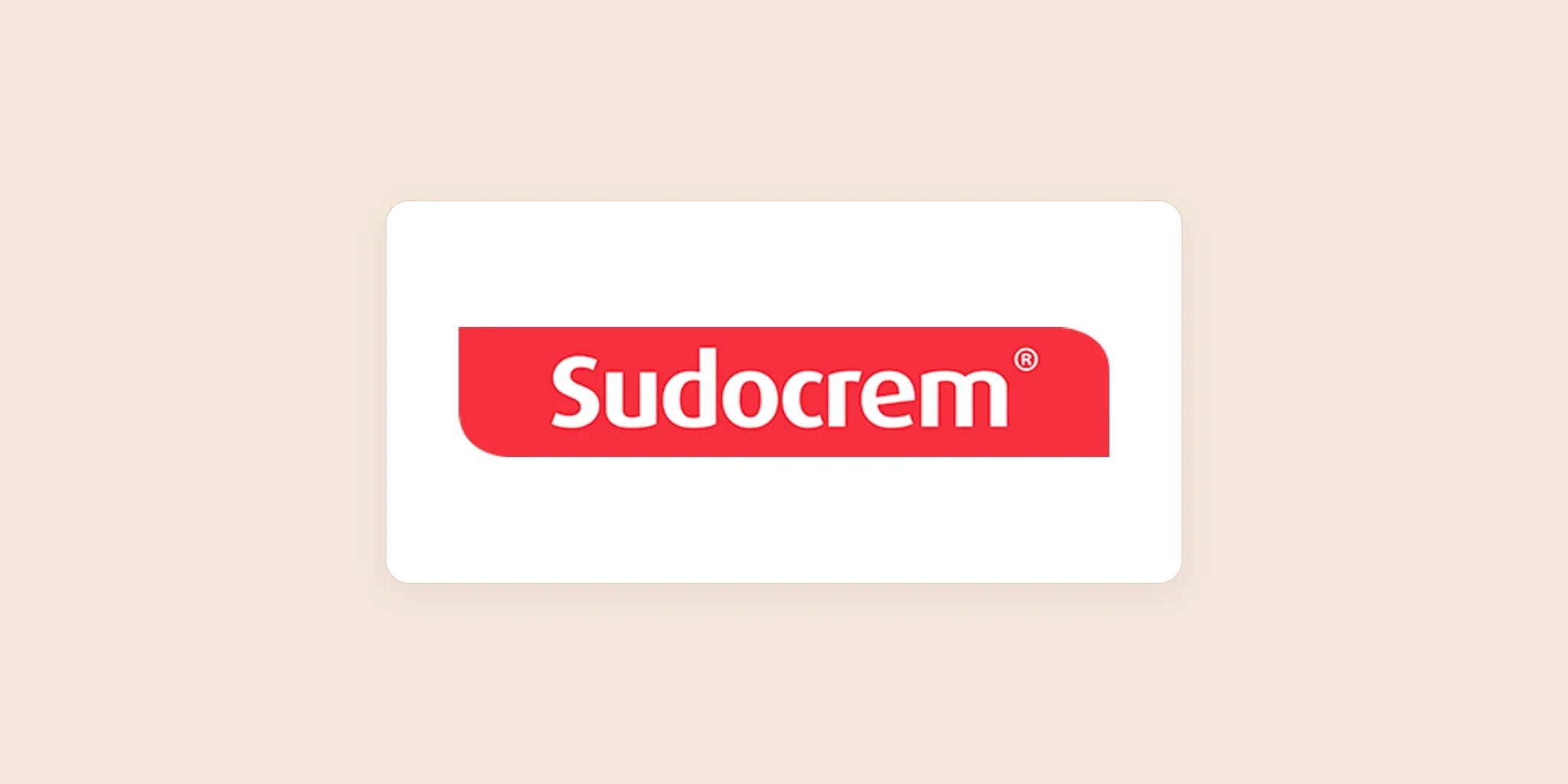 Sudocrem logo centered on a light warm background