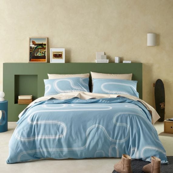 Staydry Everyday Easy Water Resistant Quilt Cover Sets Kaos Blue STAYWRQCKAG StayDry