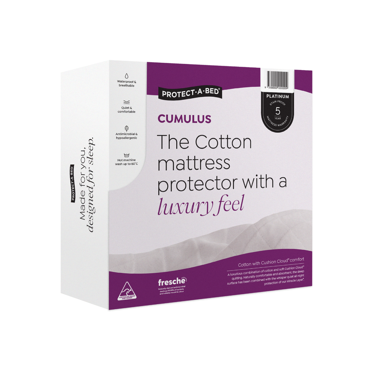 Cumulus Cotton Jacquard Fitted Waterproof Mattress Protector King 183x204cm F0061SPK0 Protect-a-Bed