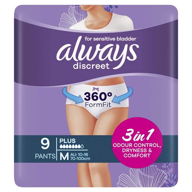 Always Discreet Plus Womens Pants Medium 70-100cm 7 Drops