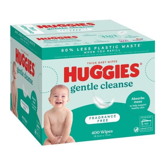 Huggies Baby Wipes Gentle Cleanse Fragrance Free 19.5x17cm Mega Pack 16042