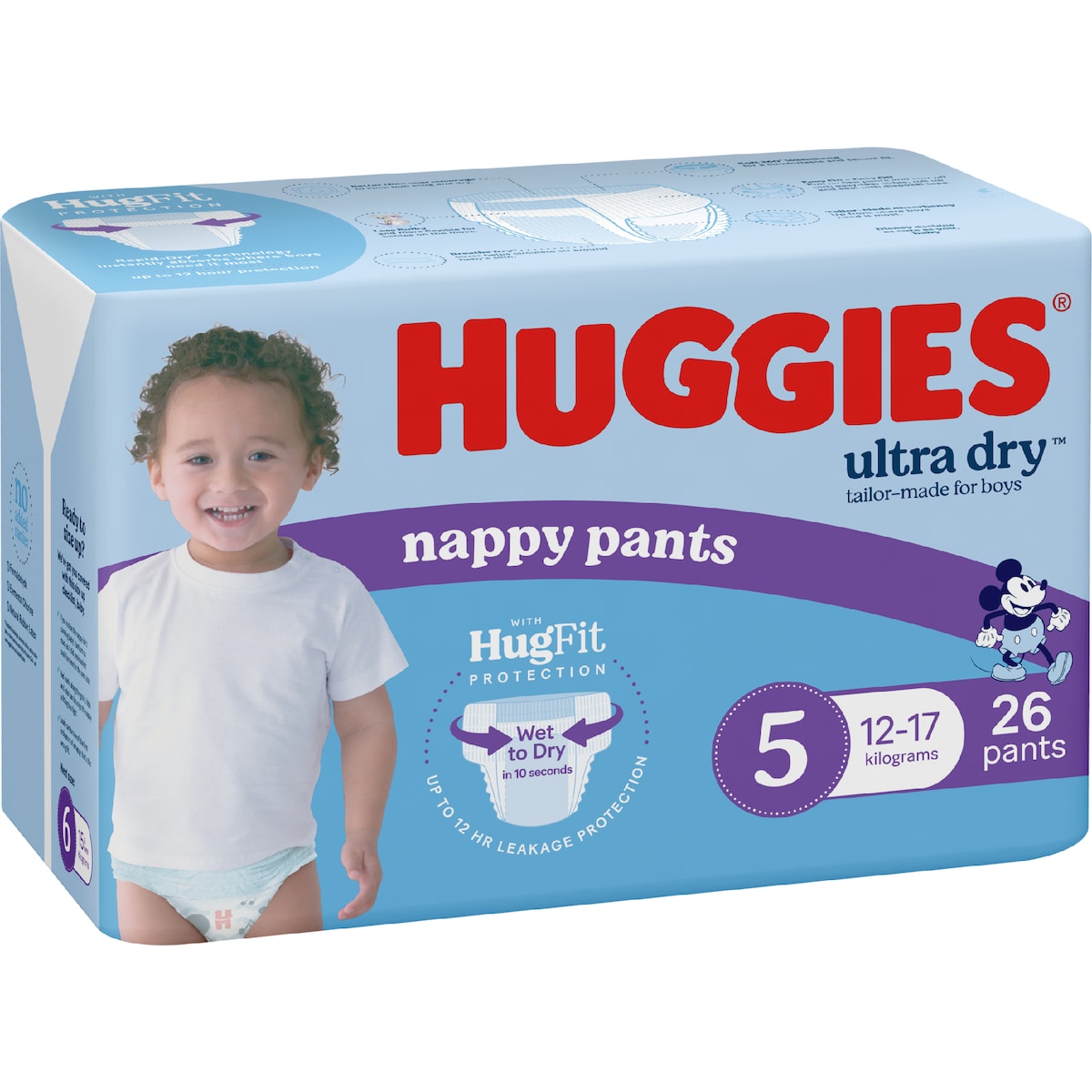 Huggies Nappy Pants Ultra Dry Walker 12-17kg Size 5 Boys 12284