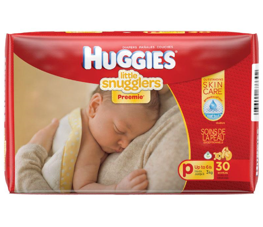 Huggies Little Snugglers Premmie Nappies 30 pack, for babies up to 3 kg
