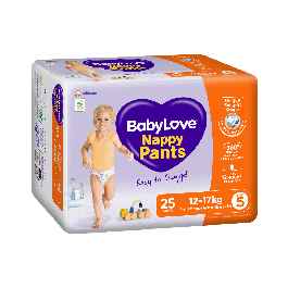 BabyLove Nappy Pants Walker Size 5, 12–17 kg, inner pack of 25 pictured for the box-of-75 option