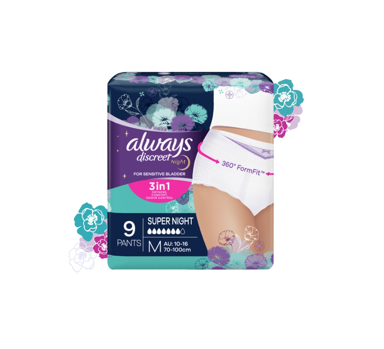 Always Discreet Plus Womens Pants Medium 70-100cm 7 Drops