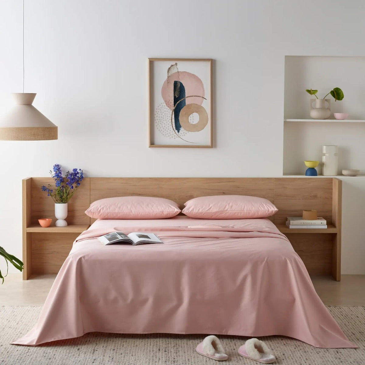 Staydry Bamboo Waterproof Sheet Set Blush Double Bed STAYWPSSBHDB