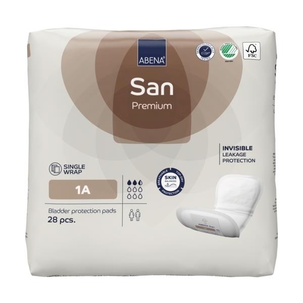 Abena San 1A Premium Pads 28x10cm Unisex 2.5 Drops 250ml SA1000021302