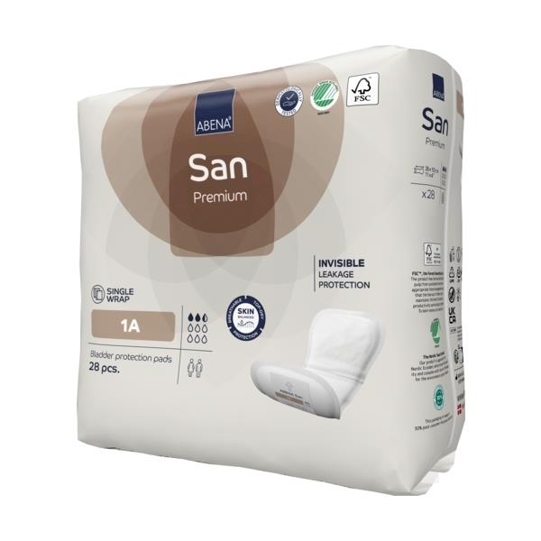 Abena San 1A Premium Pads 28x10cm Unisex 2.5 Drops 250ml SA1000021302