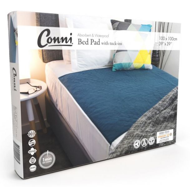 Conni Bed Pad 1x1m Waterproof Blue 2400ml 7003 CCD-100100-25-1TB