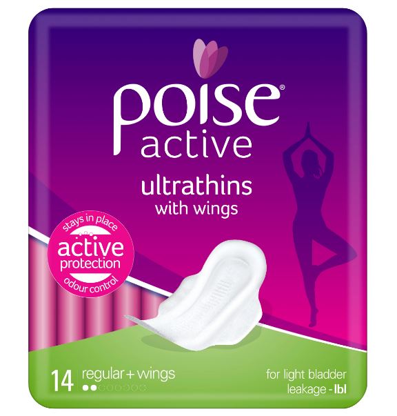 Poise Active Ultrathin Regular Pads with Wings 91832