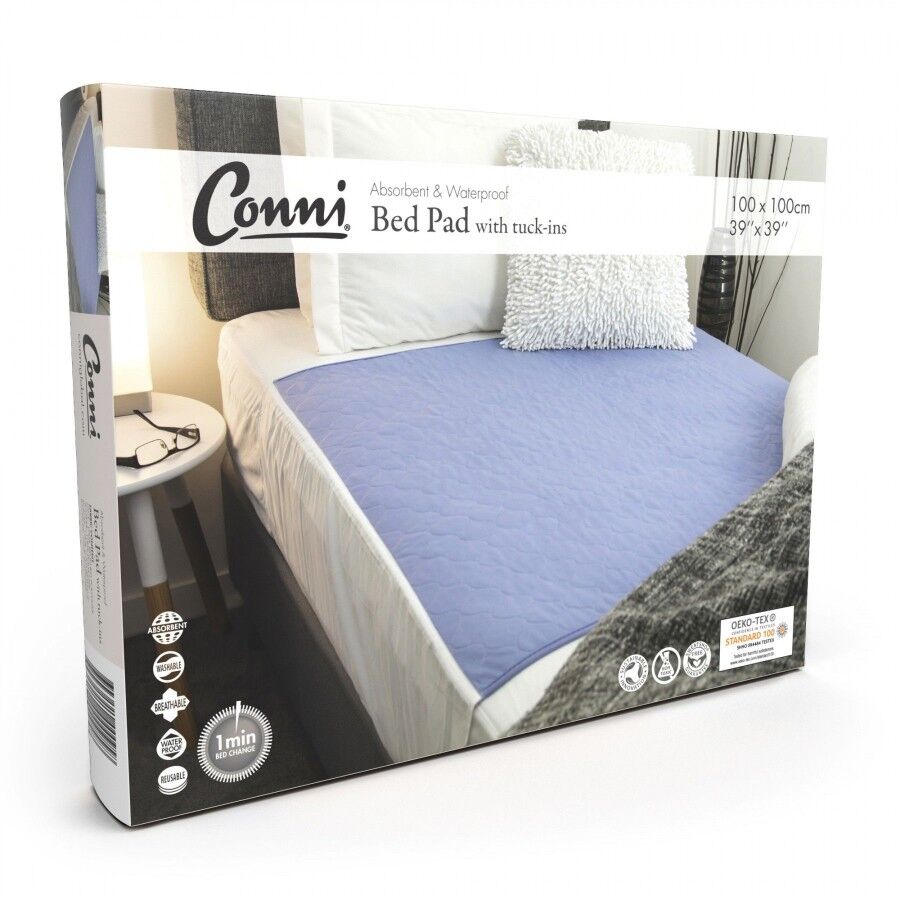 Conni Bed Pad 1x1m Waterproof with Tuck-Ins 2400ml CCD-100100-25-1 Mauve