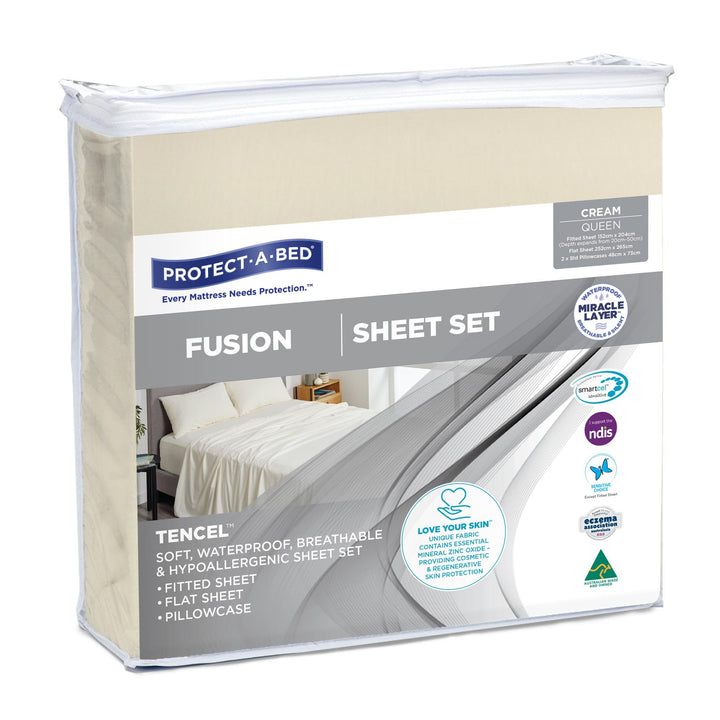 Protect-a-Bed Fusion Waterproof Sheet 2000ml Set Cream F0106QUEK