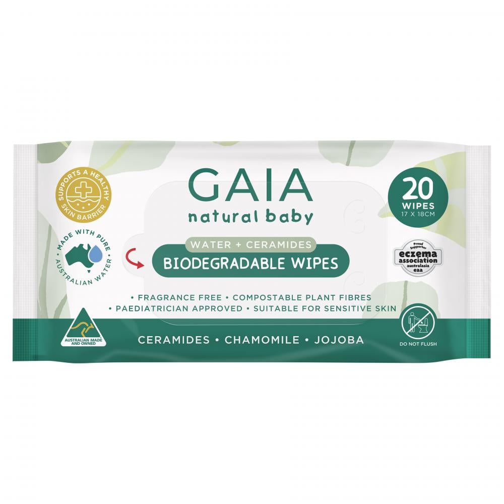 Gaia Natural Baby Biodegradable Water & Ceramides Baby Wipes 4696