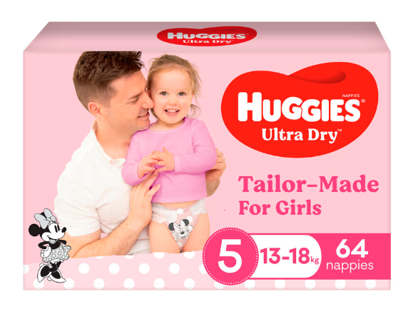 Huggies Nappies Ultra Dry Walker Girls Size 5 13-18kg 2118