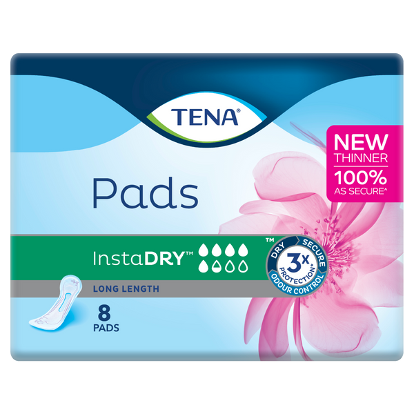 Tena Pads Instadry Unisex Long Length 124x338mm 5.5 Drops 420ml 760860