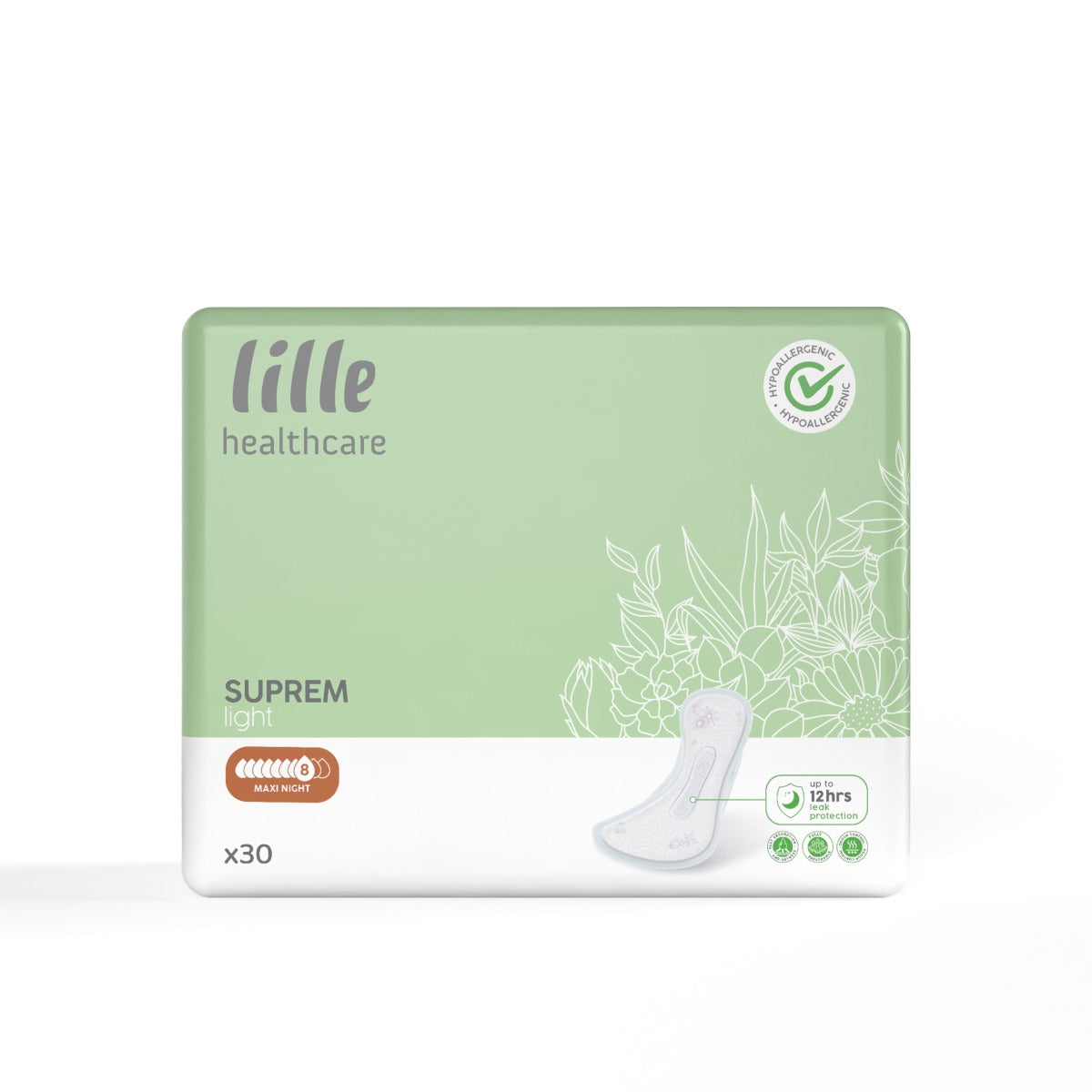 Lille Suprem Pad 390x145mm Light Maxi Night Unisex 1033ml White LSP23062930-01