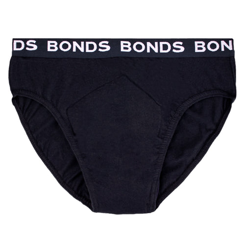 Men's BONDS Hipster with 100ml Incontinence Pad Small 75-80cm Black Minappi MBONHIP100S-BLK