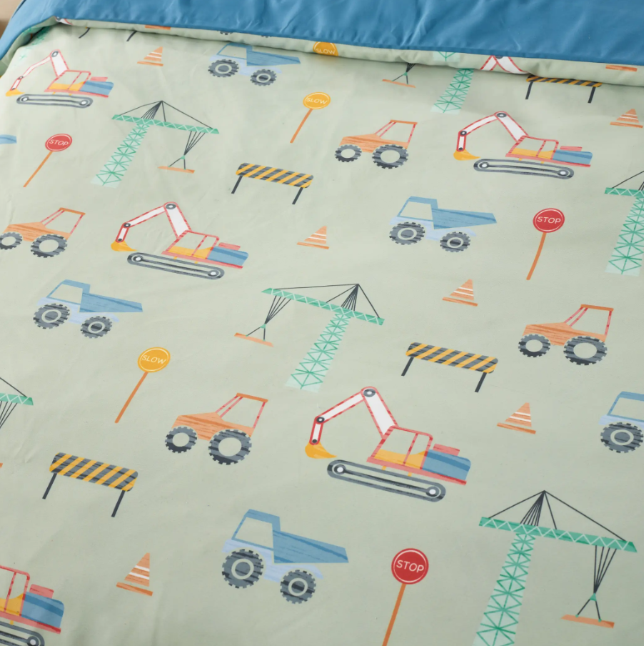 Staydry Quilt Construction Single Bed Cover 140x210cm With Pillow Set STAYKIDSCNSB