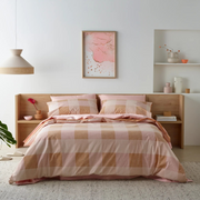 Staydry Waterproof Quilt Cover Set Blush Check King Size Bed STAYWPQCBHKB