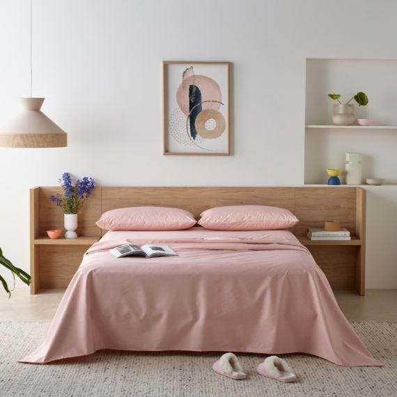 Staydry Bamboo Waterproof Sheet Set Blush Single Bed STAYWPSSBHSB