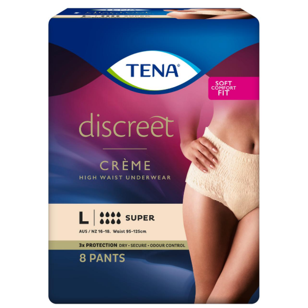 TENA Discreet Plus High Waist Crème Incontinence Pants