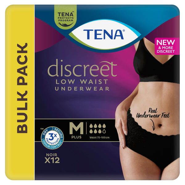 TENA Discreet Plus Low Waist Black Incontinence Pants