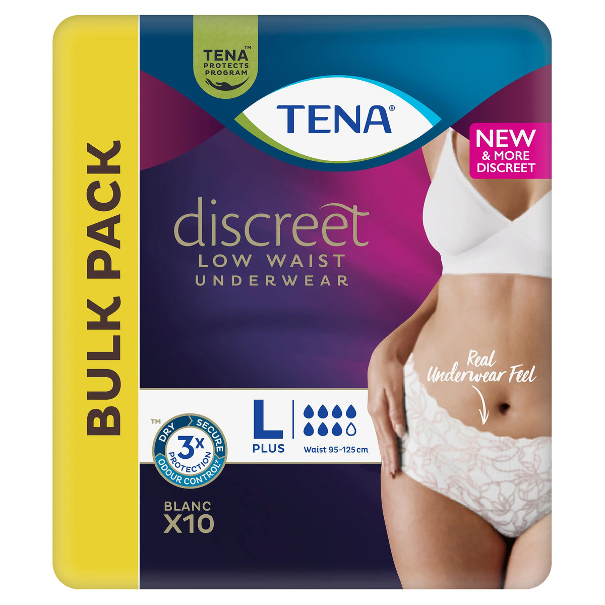 TENA Discreet Plus Low Waist White Incontinence Pants