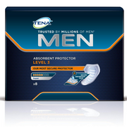TENA Men Level 3 absorbent protector pack containing 8 pads