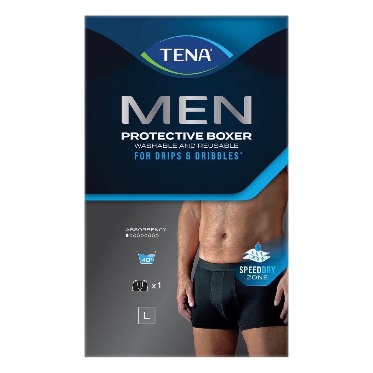 TENA Men Washable Protective Boxers Black