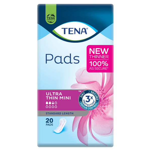 Pads Ultra Thin Mini Standard Length 2.5 Drops 165ml 225x94ml Tena 760388